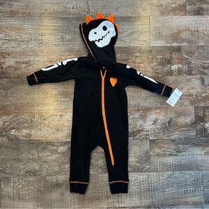 NWT Cat & Jack Skelton Dinosaur Zip Up Outfit Halloween Size 9-12 Months